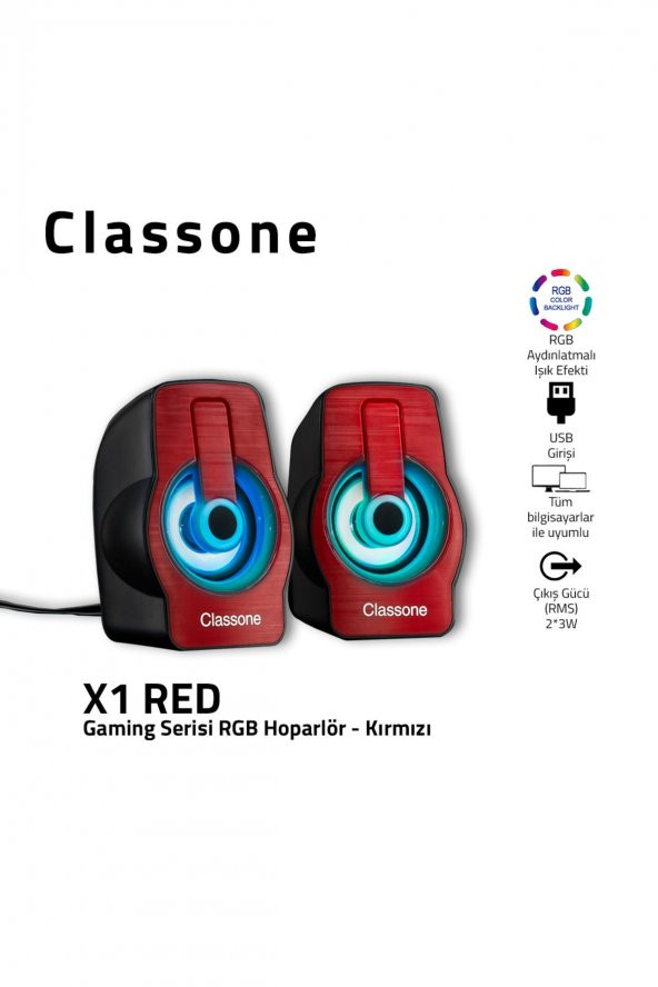 X1 Red Rgb Gamıng Hoparlör-kırmızı