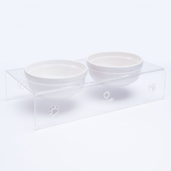 Akrilik, Pleksi Seramik Kase İkili Kedi Ve Mini Irk Köpek-Evcil Hayvan Mama Ve Su Kabı- Şeffaf - 4
