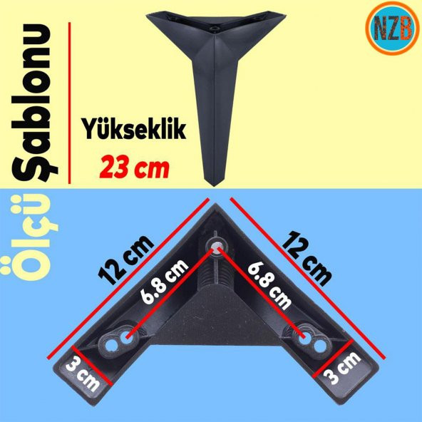 Mobilya Kanepe Sehpa TV Ünitesi Koltuk Ayağı 23 cm Siyah Baza Ayak - 5