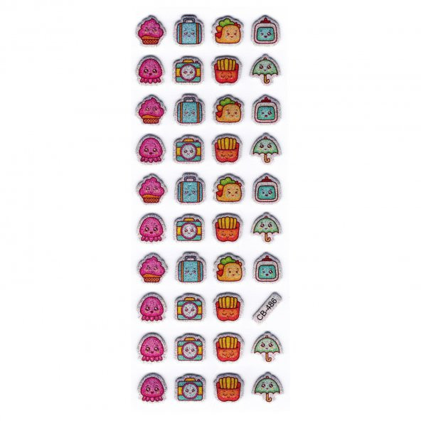 Sticker Kabartmalı Stiker Defter, Planlayıcı Kamera Valiz Şemsiye (cb486) 16x7 cm