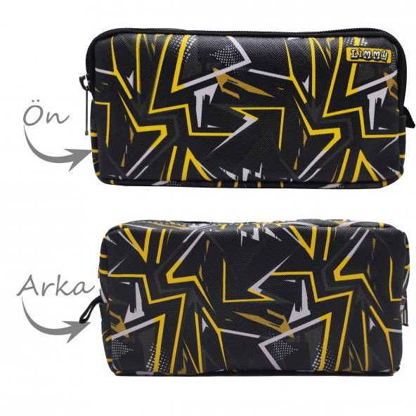 Kalem Kutusu Siyah Kamuflaj Kalemkutu Vegan Deri iki Bölmeli Kalemlik - Resim 2