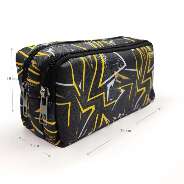 Kalem Kutusu Siyah Kamuflaj Kalemkutu Vegan Deri iki Bölmeli Kalemlik - Resim 5