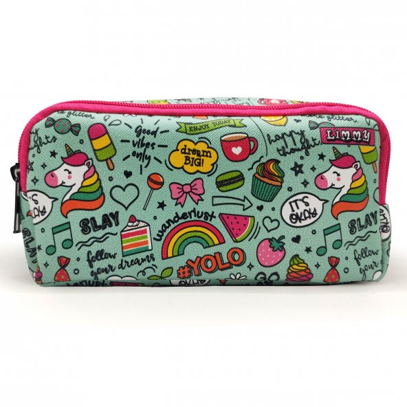 Kalem Kutusu Unicorn Kalemkutu Vegan Deri İki Bölmeli Kalemlik - Resim 3