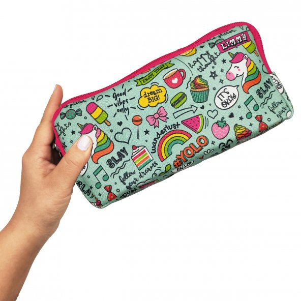 Kalem Kutusu Unicorn Kalemkutu Vegan Deri İki Bölmeli Kalemlik - Resim 4