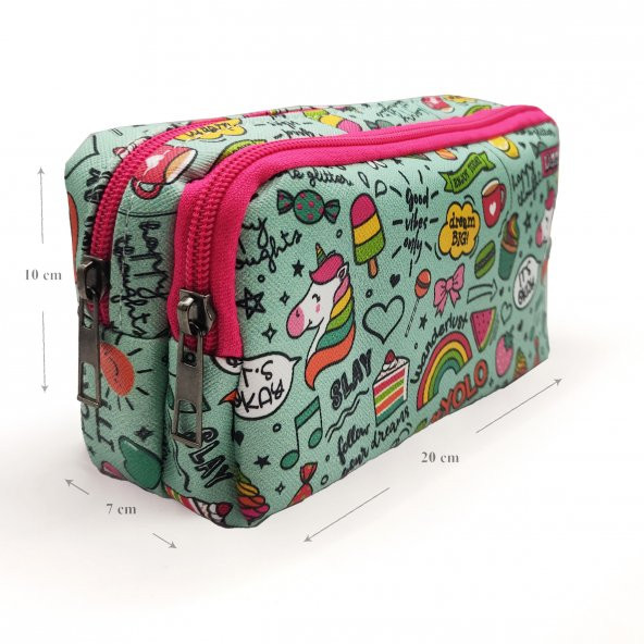 Kalem Kutusu Unicorn Kalemkutu Vegan Deri İki Bölmeli Kalemlik - Resim 5