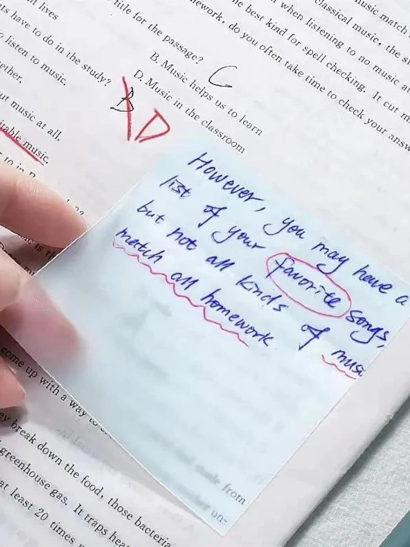 Şeffaf posit yapışkanlı not kağıdı pos it - Sarı - 2