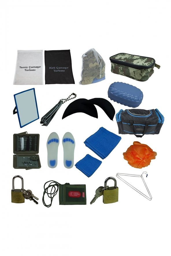 Asker Tabanlığı İğne Seti Bot Kilidi Çanta KilidAsker VatkasıAsker Aynası 20 Li Set 42020