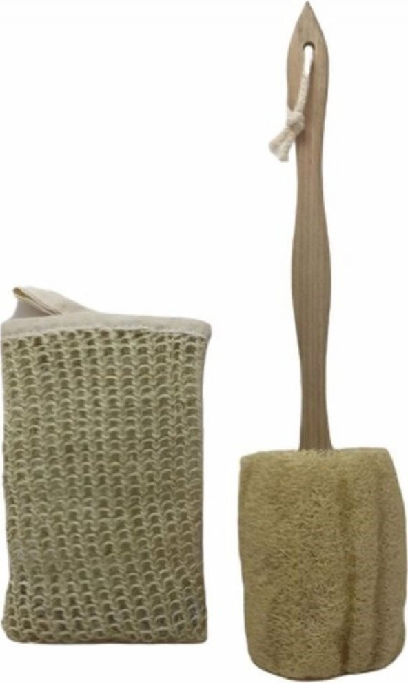 Bora Ahşap Saplı Doğal Kabak Lifi + Sisal Kabak Lif