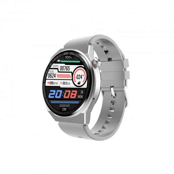 Winex 2024 Watch GT3 Pro Android İos HarmonyOs Uyumlu Akıllı Saat Yedek Kordonlu Gümüş