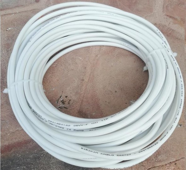 Birikim 3x1.5 Tam Bakır TTR Kablo 15 Metre Beyaz - 3