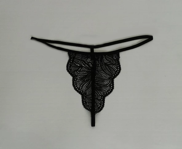 ASM1172 Kadın Siyah Lyc Dantel İsteğim String - 5