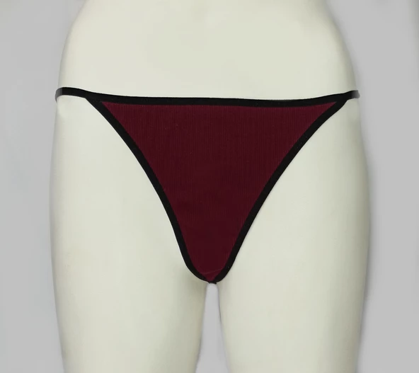 ASM1178 Kadın Bordo Siyah Lastikli Narinlerim String