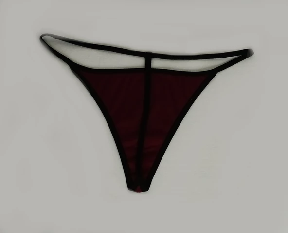 ASM1178 Kadın Bordo Siyah Lastikli Narinlerim String - 5