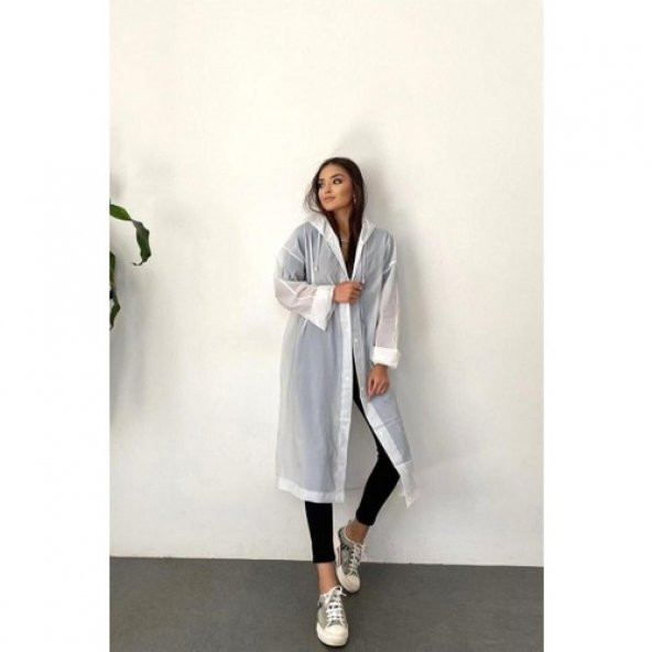 Eleven Market Kadın Erkek Yağmurluk Kapüşonlu Çıtçıtlı Eva Siyah Yağmurluk M21MRC881R03 - 5