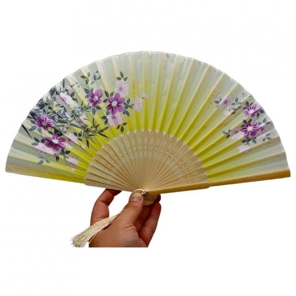 Japon Bambu Kumaş Yelpaze Çanta Boy Stant Hediyeli No.13 - 2