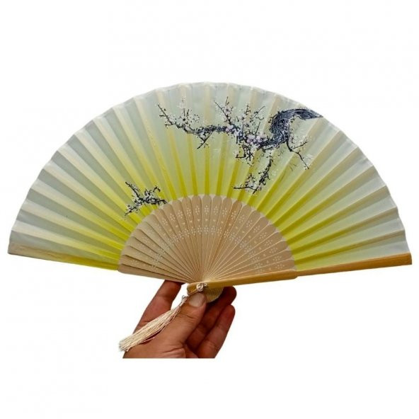 Japon Bambu Kumaş Yelpaze Çanta Boy Stant Hediyeli No.14 - 2
