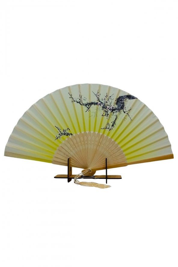Japon Bambu Kumaş Yelpaze Çanta Boy Stant Hediyeli No.14 - 6