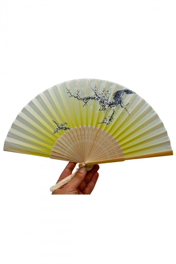 Japon Bambu Kumaş Yelpaze Çanta Boy Stant Hediyeli No.14 - 7