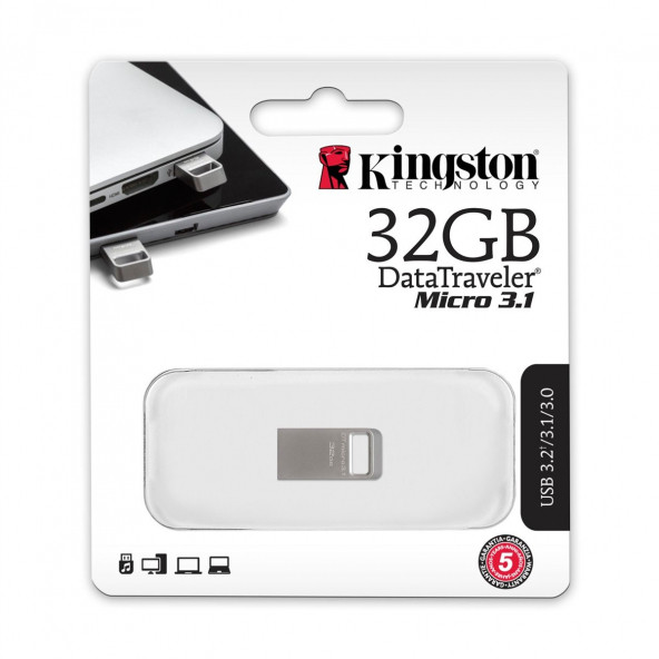 Kingston DTMC3G2/32GB 32GB DataTraveler Micro 200MB/s Metal USB 3.2 Gen 1 Flash Bellek