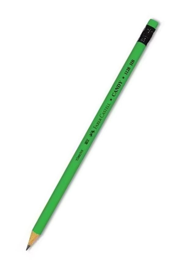 Kurşun Kalem Silgili 4 Adet Candy HB Siyah Kurşun Kalem Silgili Kalem Neon Desenli HB Kalem - 3