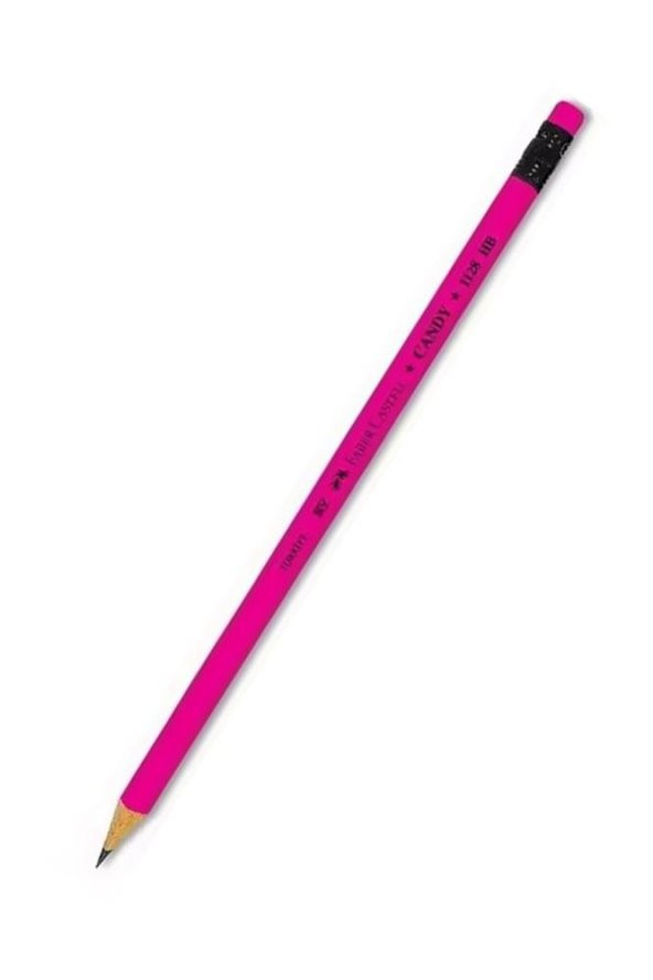 Kurşun Kalem Silgili 4 Adet Candy HB Siyah Kurşun Kalem Silgili Kalem Neon Desenli HB Kalem - 5