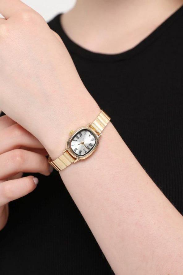 Lilith Roma Rakam Gümüş Kadran Gold Kordon Kadın Kol Saati - Resim 2