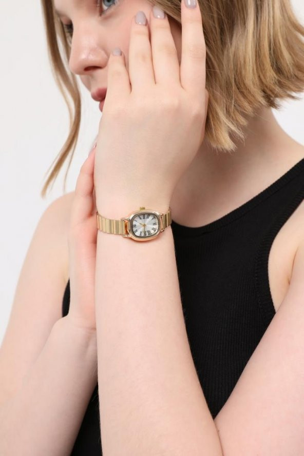 Lilith Roma Rakam Gümüş Kadran Gold Kordon Kadın Kol Saati - Resim 3