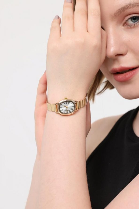 Lilith Roma Rakam Gümüş Kadran Gold Kordon Kadın Kol Saati - Resim 4