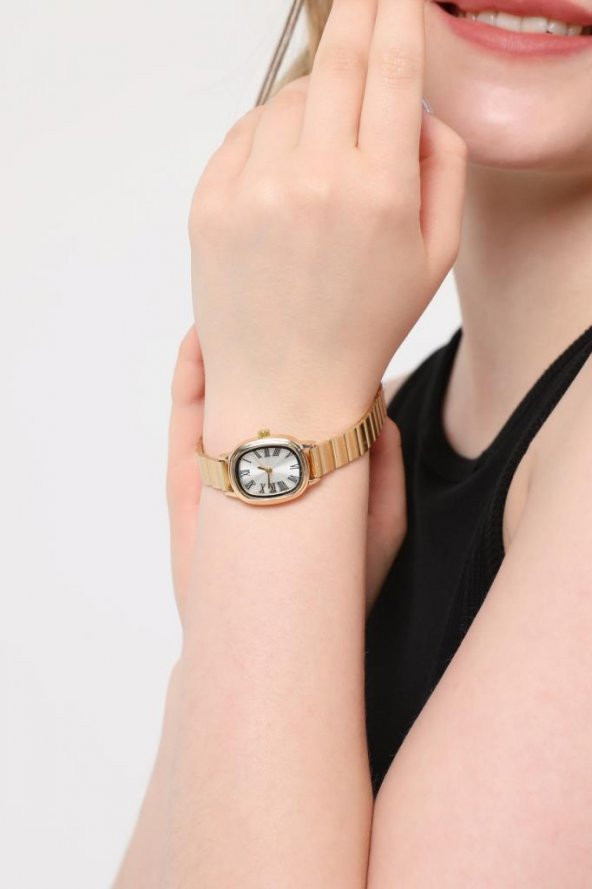 Lilith Roma Rakam Gümüş Kadran Gold Kordon Kadın Kol Saati - Resim 5