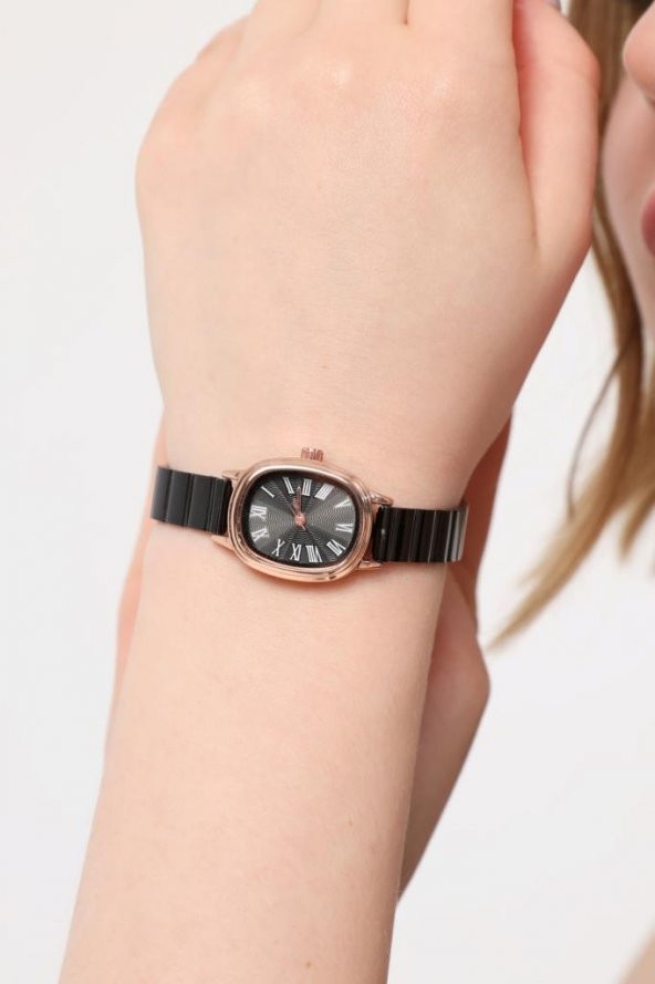 Lilith Roma Rakam Siyah Kadran Rose Kasa Kadın Kol Saati - Resim 4