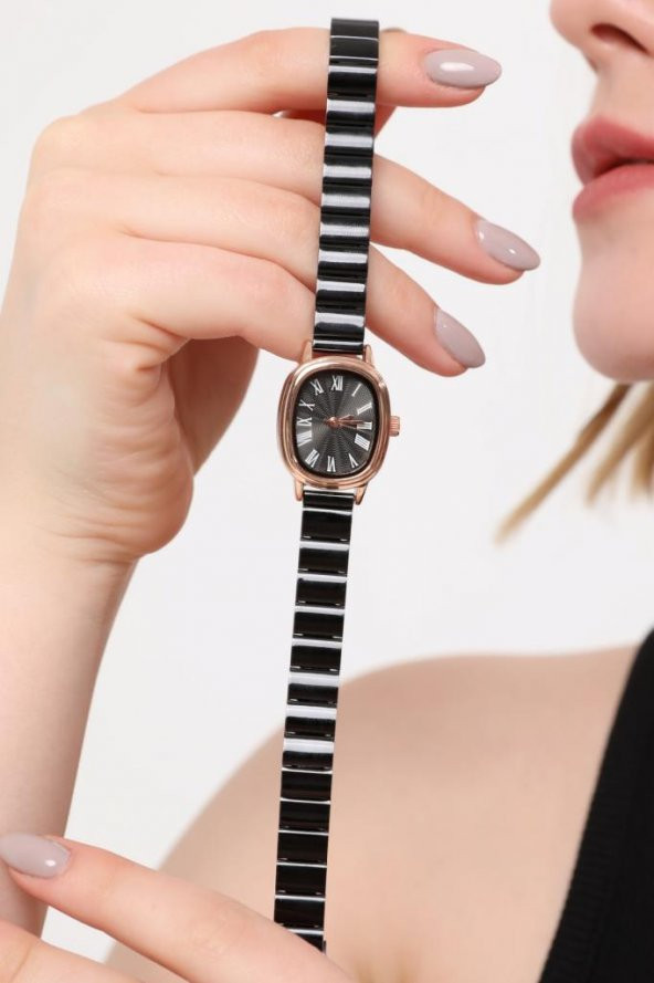 Lilith Roma Rakam Siyah Kadran Rose Kasa Kadın Kol Saati - Resim 8