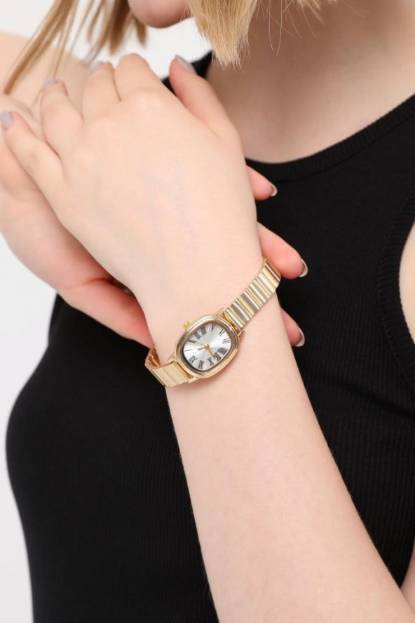 Lilith Roma Rakam Gümüş Kadran Gold Kordon Kadın Kol Saati - Resim 6