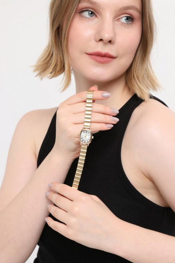 Lilith Roma Rakam Gümüş Kadran Gold Kordon Kadın Kol Saati - Resim 7