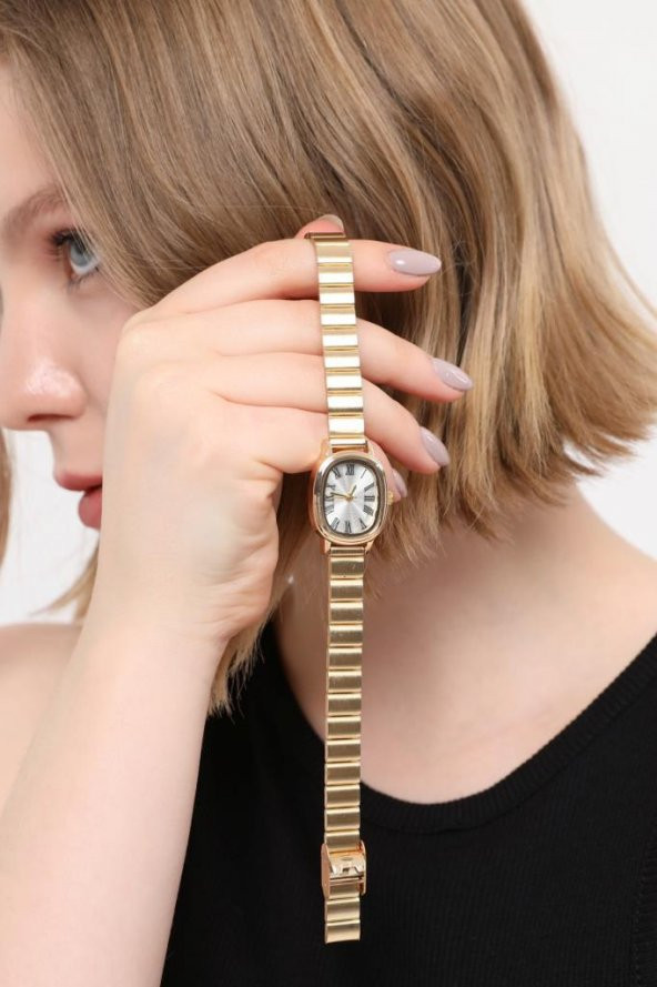 Lilith Roma Rakam Gümüş Kadran Gold Kordon Kadın Kol Saati - Resim 8