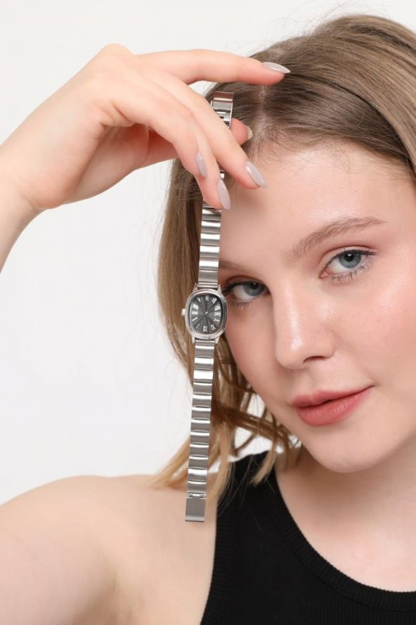 Lilith Roma Rakam Siyah Kadran Gümüş Kordon Kadın Kol Saati - Resim 8