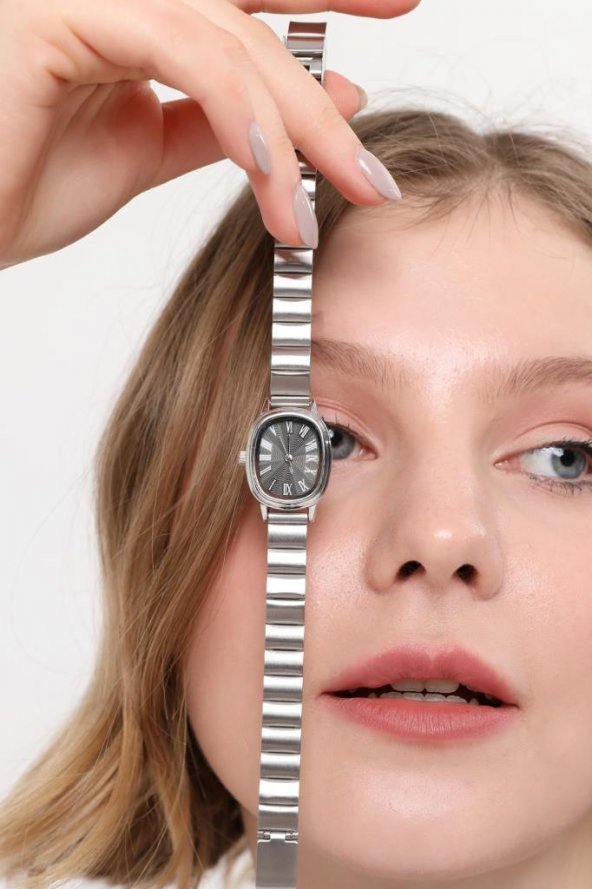 Lilith Roma Rakam Siyah Kadran Gümüş Kordon Kadın Kol Saati - Resim 9