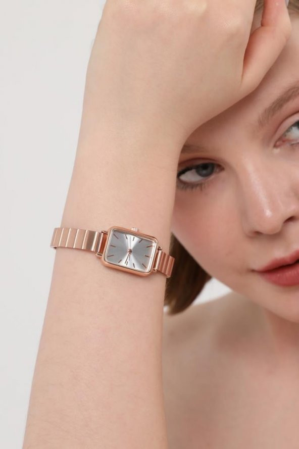 Asteria Gümüş Kadran Rose Kordon Kadın Kol Saati - Resim 7