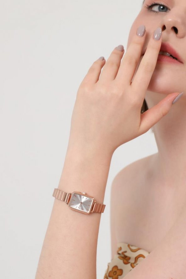 Asteria Gümüş Kadran Rose Kordon Kadın Kol Saati - Resim 8