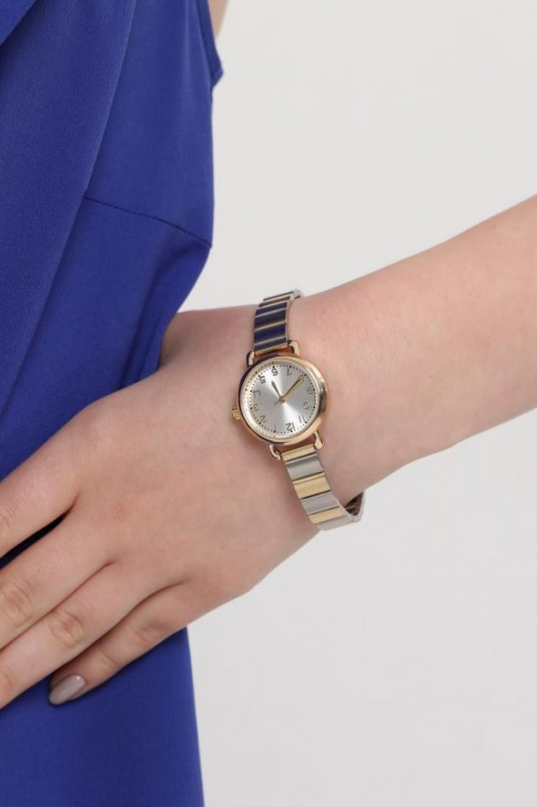 Demeter Gümüş Kadran Gold-Gümüş Kordon Kadın Kol Saati - Resim 2