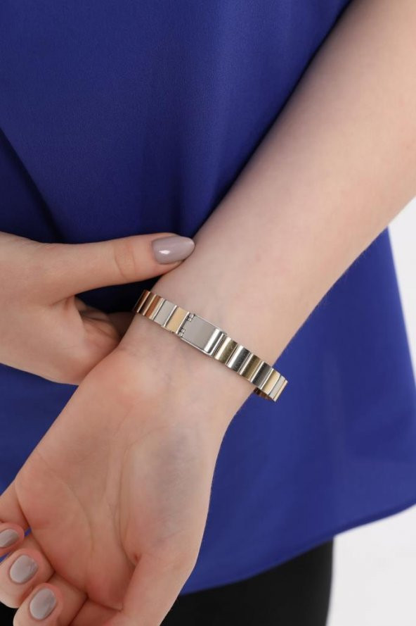 Demeter Gümüş Kadran Gold-Gümüş Kordon Kadın Kol Saati - Resim 7