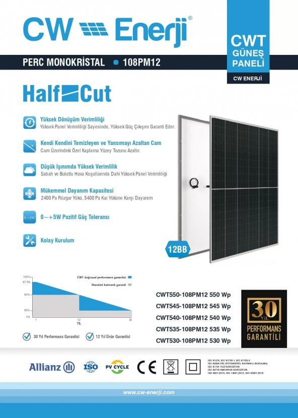 CW Enerji 545 Watt Halfcut Multibusbar Monokristal Güneş Paneli 31 Adet 1 Palet - 2