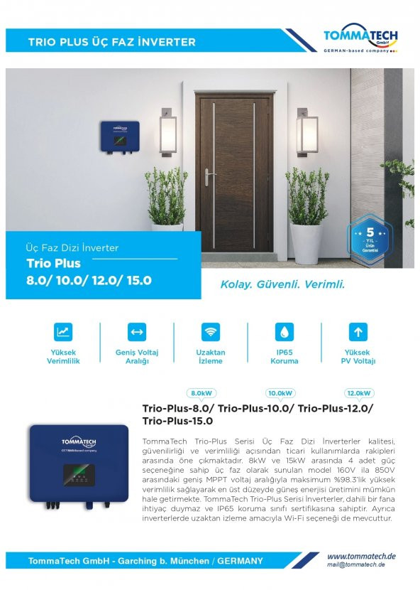 TommaTech Trio Plus 10.0kW Üç Faz İnverter - 2