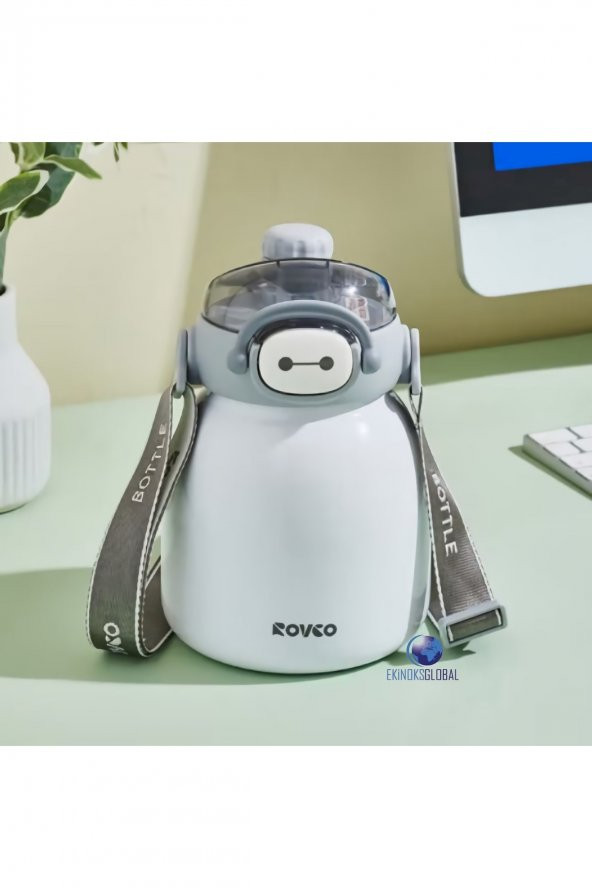 Çocuk Boyun Askılı 1000 Ml Pipetli Paslanmaz Çelik Termos