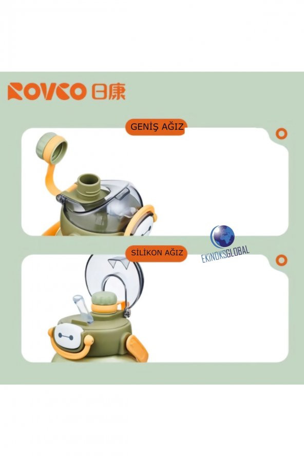 Çocuk Boyun Askılı 1000 Ml Pipetli Paslanmaz Çelik Termos - 2