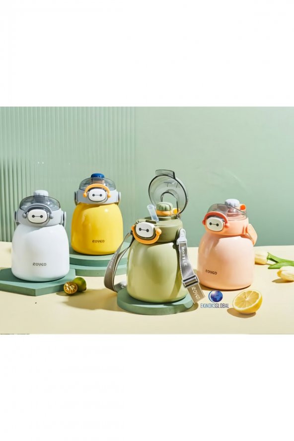 Çocuk Boyun Askılı 1000 Ml Pipetli Paslanmaz Çelik Termos - 7