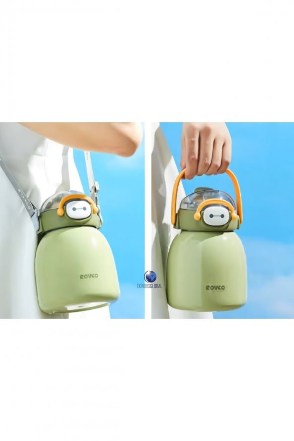 Çocuk Boyun Askılı 1000 Ml Pipetli Paslanmaz Çelik Termos - 8