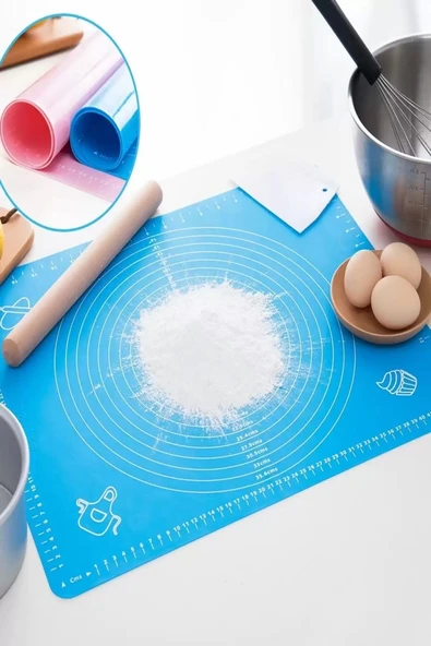 Hamur Matı Açma Silikon Hamur Açma Silikon Pasta Fırın Hamur Matı Alt Açma Renkli Orta Boy 40X50 cm - 2