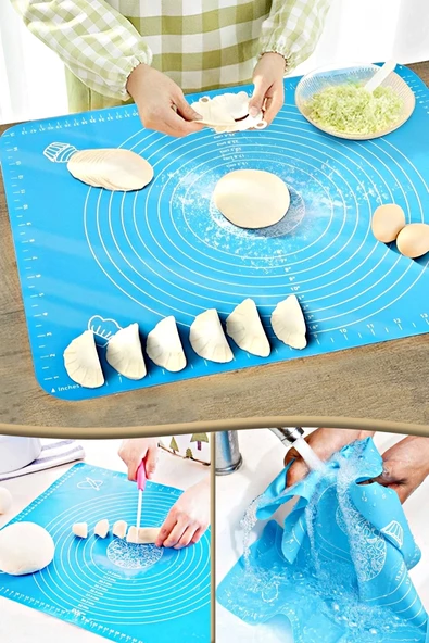 Hamur Matı Açma Silikon Hamur Açma Silikon Pasta Fırın Hamur Matı Alt Açma Renkli Orta Boy 40X50 cm