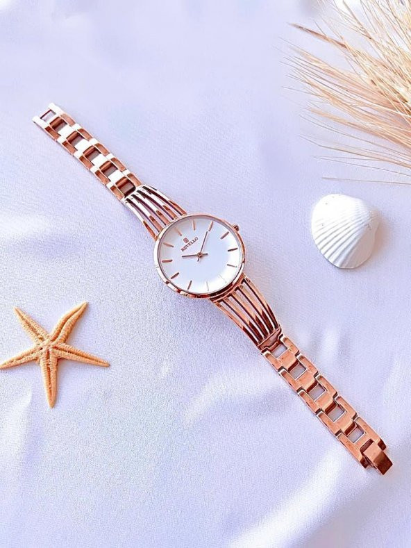 RVL-1851-F Revello Elite Model Bronz/Rose Özel Renk 30 Mt Su Geçirmez+Bileklik Lady Wristwatch - Resim 5