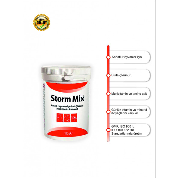 StormMix 100 gr Kanatlı Hayvanlar için Suda Çözünür Multivitamin Amino Asit